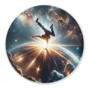 Galactic Breakdance Explosion in Deep Space Ceramic Knob