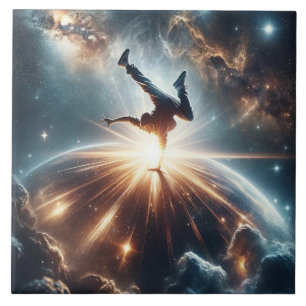 Galactic Breakdance Explosion in Deep Space Ceramic Tile