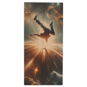 Galactic Breakdance Explosion in Deep Space Wood Flash Drive