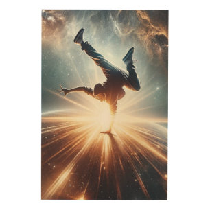 Galactic Breakdance Explosion in Deep Space Wood Wall Art