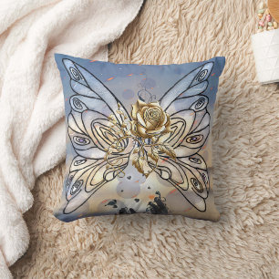 Galactic Butterfly & Rose Throw Pillow