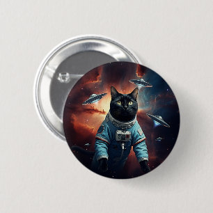 Galactic Cat Astronaut Button