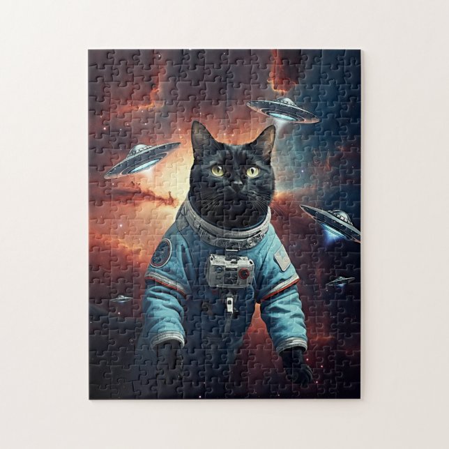 Galactic Cat Astronaut Jigsaw Puzzle (Vertical)
