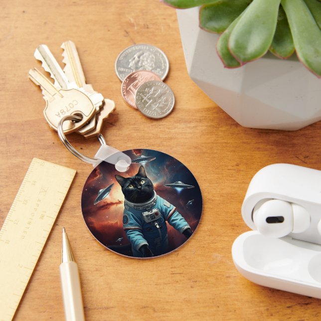 Galactic Cat Astronaut Keychain (Desk)