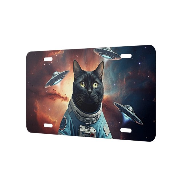 Galactic Cat Astronaut License Plate (Left)
