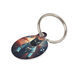 Galactic Cat Astronaut Pet ID Tag