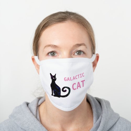 Galactic Cat White Cotton Face Mask