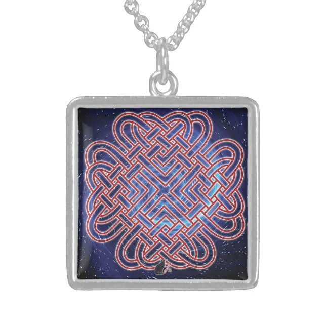 Galactic Celtic Love Knot Sterling Silver Necklace (Front)