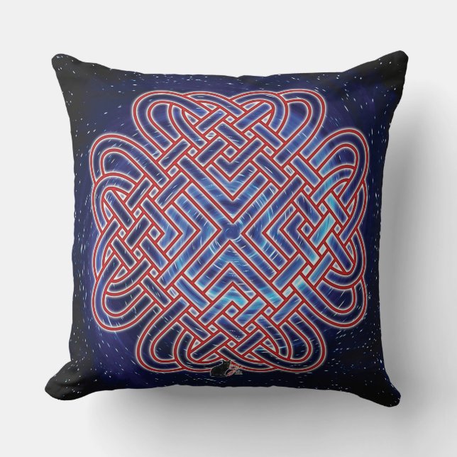 Galactic Celtic Love Knot Throw Pillow (Front)