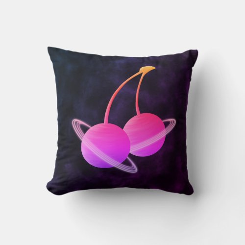 Galactic Cherries Throw Pillow