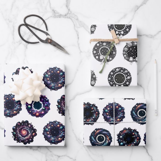Galactic Christmas Wrapping Paper Set – Celestial  (Front)
