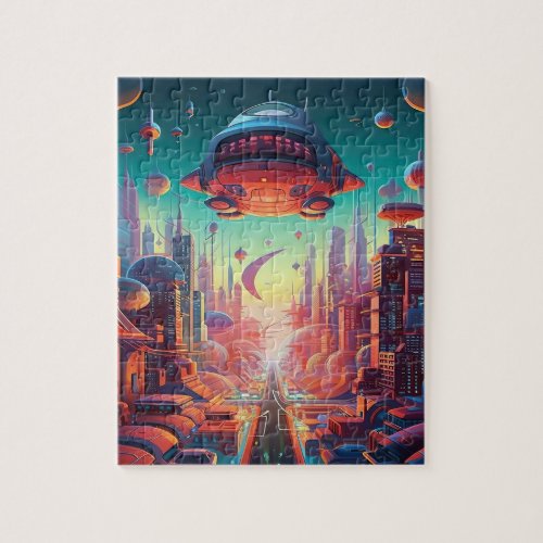 Galactic city Futuristic City Jigsaw Puzzle