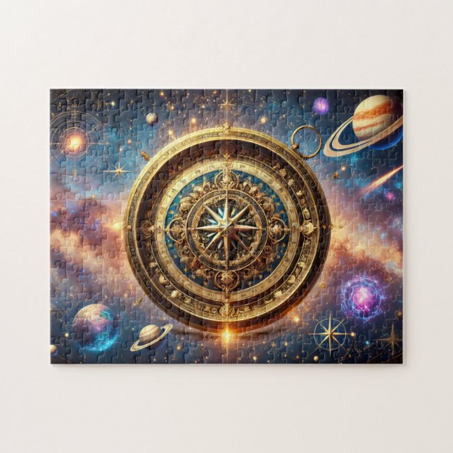 Galactic Compass Celestial Starry Sky Design Jigsaw Puzzle (Horizontal)
