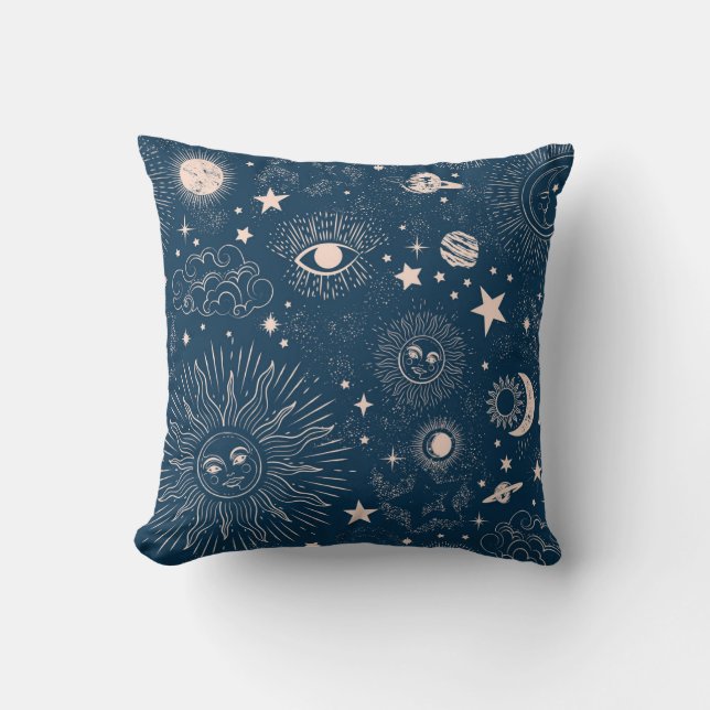 Galactic Constellations: Space Pattern Design Throw Pillow (Front)