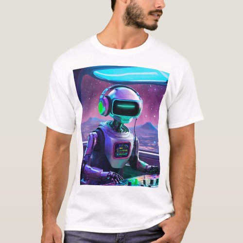 Galactic DJ Robot  Hitchhikers Guide Adventure  T_Shirt