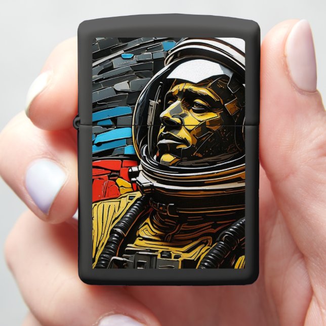 Galactic Dreams: Retro Space Art Zippo Lighter (In Hand)