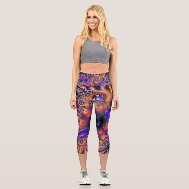 Galactic fractals1 capri leggings (Front)
