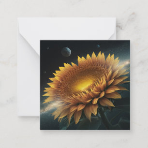 Galactic Garden: Surreal Sunflower Art Note Card