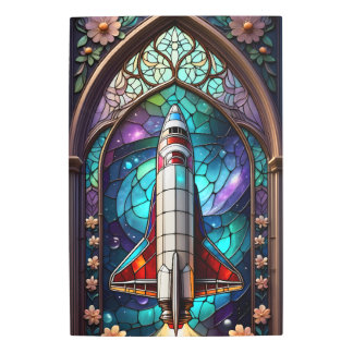 Galactic Gateway: Houston Space Shuttle Stained  Metal Print