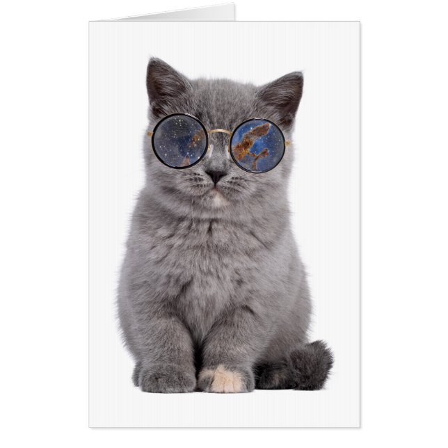 Galactic Gaze The Stellar Kitty in Sunglasses Card (Front)
