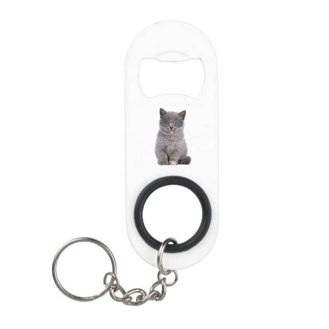 Galactic Gaze The Stellar Kitty in Sunglasses Keychain Bottle Opener (Front)