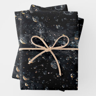 Galactic Gemstone Droplets on a Cosmic Canvas Wrapping Paper Sheets