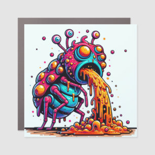 Galactic Giggles Cute Puking Alien Bug Car Magnet