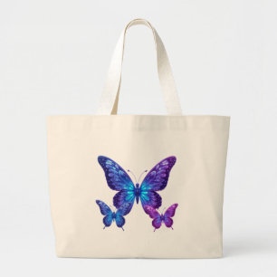 🌌 Galactic Glow Butterflies 🌌 Large Tote Bag
