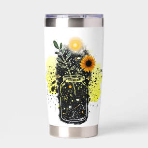 Galactic Glow & Golden Blooms Sunflowers and Stars Insulated Tumbler