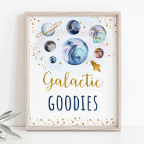 Galactic Goodies Blue Gold Space Birthday Sign