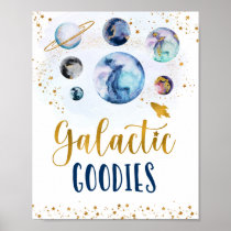 Galactic Goodies Galaxy Blue Gold Space Birthday Poster