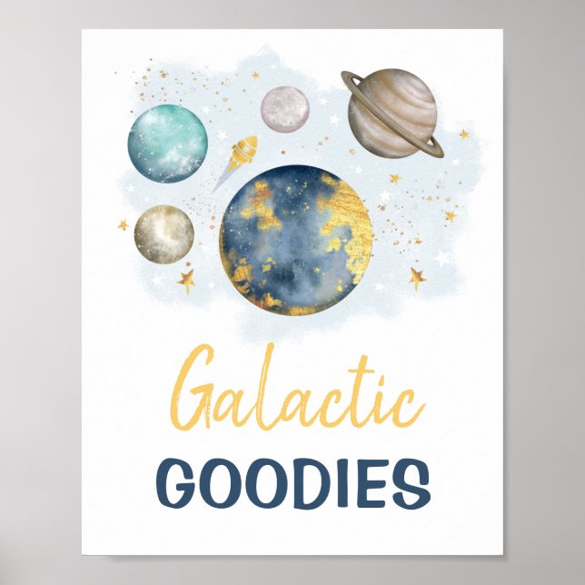 Galactic Goodies Outer Space Galaxy Boy Birthday Poster (Front)