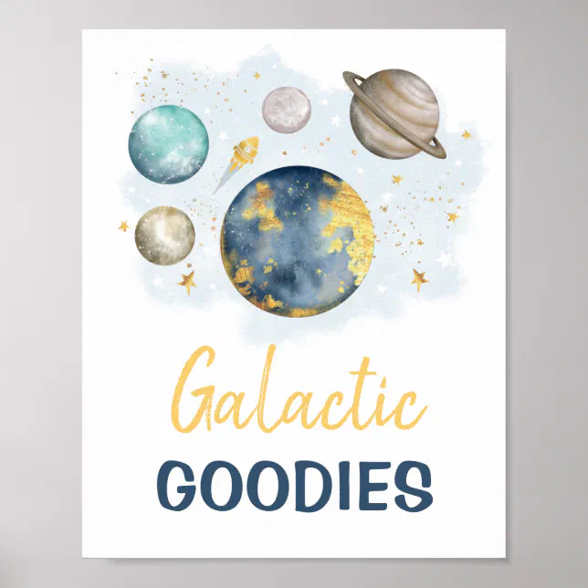 Galactic Goodies Outer Space Galaxy Boy Birthday Poster | Zazzle
