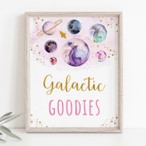 Galactic Goodies Pink Gold Space Birthday Poster