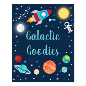 Galactic Goodies Space Rocket Ship Planets Party Poster