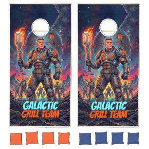 Galactic Grill Master Retro Sci-Fi Pop Art Comic Cornhole Set