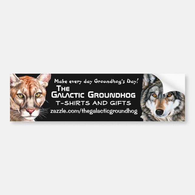 Galactic Groundhog Panther & Wolf Bumper Sticker (Front)