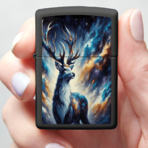 Galactic Guardian Stag in Cosmic Glow Zippo Lighter