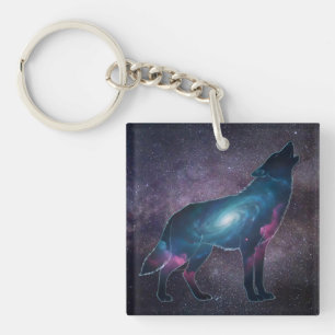 Galactic Howling Wolf Silhouette Keychain