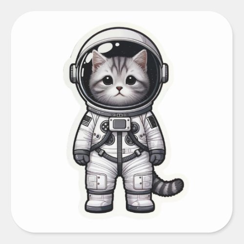 Galactic Kitty Cadet Square Sticker