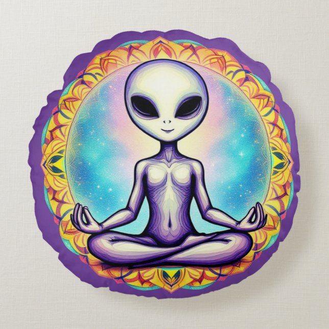 Galactic Meditation Round Pillow (Front)