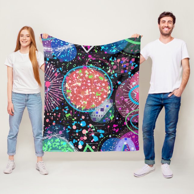 Galactic Neighborhood: Abstract Art  Fleece Blanket (In Situ)