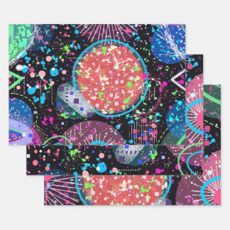 Galactic Neighborhood: Abstract Art  Wrapping Paper Sheets