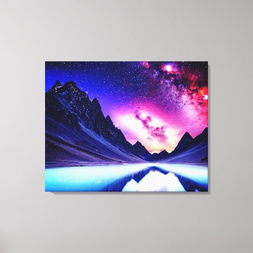 Galactic night distant planet landscape canvas print