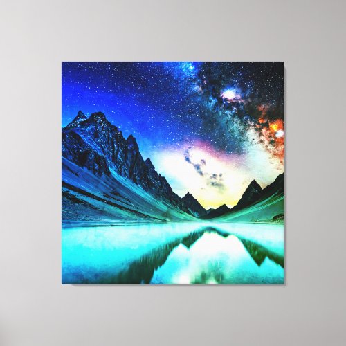 Galactic night distant planet landscape canvas print