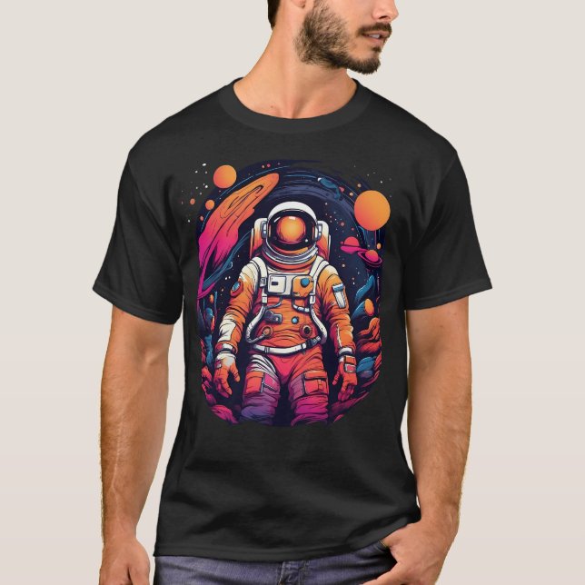 Galactic Odyssey Astronaut Soaring Through Space T-Shirt (Front)