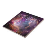 Galactic Outer Space Purple Nebulae Ceramic Tile