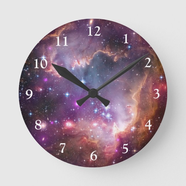 Galactic Outer Space Purple Round Clock (Front)