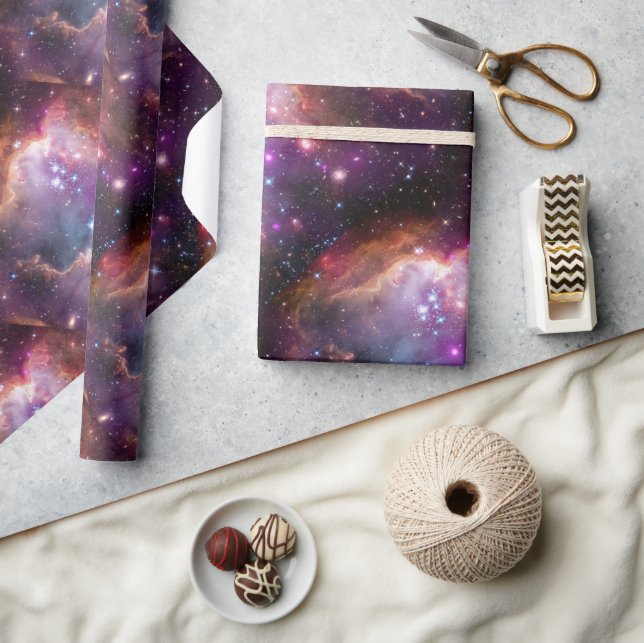 Galactic Outer Space Purple Wrapping Paper (Crafts)