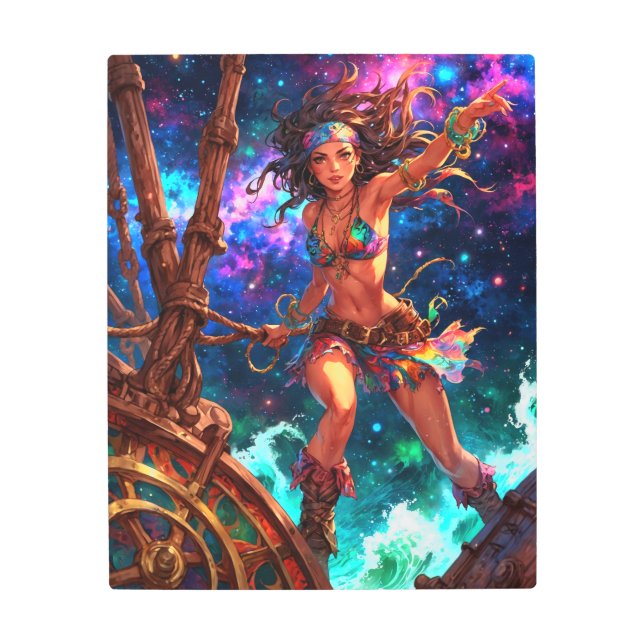 Galactic pirate woman. metal print (Front)